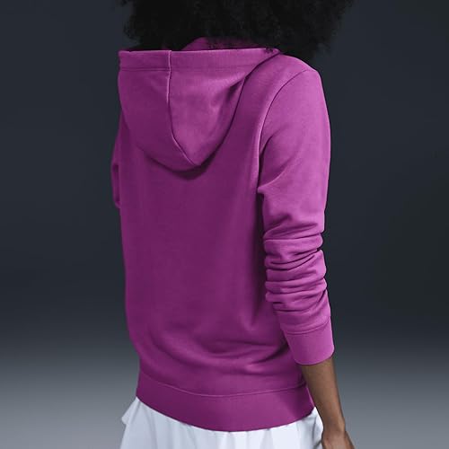 NIKE WOMEN'S CLUB FLEECE PULLOVER HOODIE IN HOT FUCHSIA/WHITE (DQ5793-518)