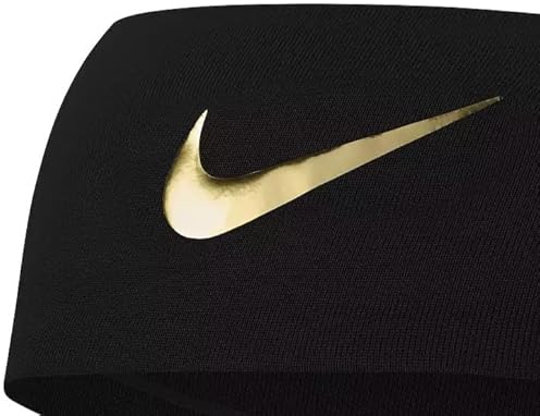 Nike Fury Gold Swoosh Headband with Dri-Fit/Silicone Grips - Black/Gold Unisex
