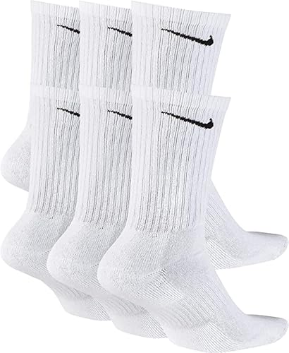 Nike Men's Dri-Fit Everyday Cushioned Crew Socks, White, Large (6 Pairs)