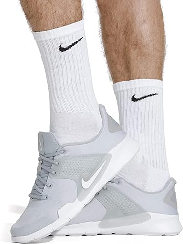 Nike Men's Dri-Fit Everyday Cushioned Crew Socks, White, Large (6 Pairs)