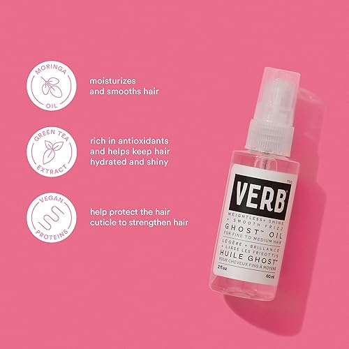 VERB Ghost Oil: Weightless Hair Oil for Fine to Medium Hair - Smooth Frizz, Add Shine - Sulfate, Paraben, Gluten Free