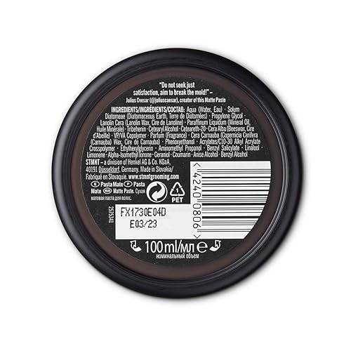 STMNT Grooming Matte Paste 3.38 oz | Strong Hold & High Volume | Hair Clay for Men | Non-Greasy Formula | Dry & Damp Hair Styling