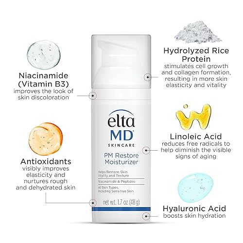 EltaMD PM Restore Face Moisturizer | Nighttime Formula for Elasticity & Vitality | Safe for All Skin Types