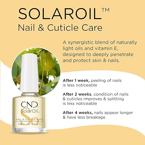 CND SolarOil Cuticle Oil with Jojoba, Vitamin E, Rice Bran, Sweet Almond Oils - Moisturizing & Conditioning Formula