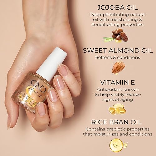 CND SolarOil Cuticle Oil with Jojoba, Vitamin E, Rice Bran, Sweet Almond Oils - Moisturizing & Conditioning Formula