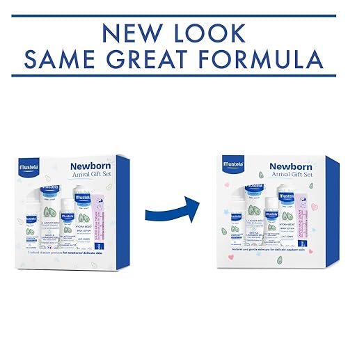 Mustela Newborn Arrival Gift Set: Baby Skincare & Bath Essentials - Natural & Plant-Based - 5 Piece Set"