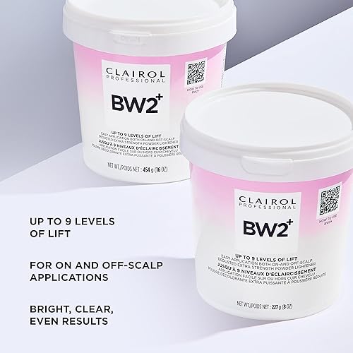 Wella Clairol Professional BW2+ Extra Strength Powder Lightener - Up to 9 Levels of Lift for Hair Highlights