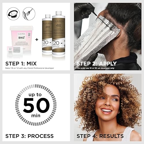 Wella Clairol Professional BW2+ Extra Strength Powder Lightener - Up to 9 Levels of Lift for Hair Highlights
