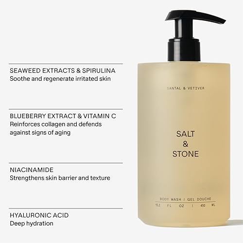 Salt&Stone Antioxidant-Rich Body Wash for Deep Hydration | Unisex, Sulfate, Paraben, & Dye Free | Softens & Hydrates Skin