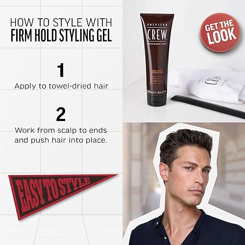 American Crew Men's Firm Hold Hair Styling Gel, Non-Flaking - 8.4 fl oz