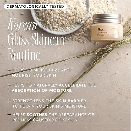 LG HOUSEHOLD&HEALTHCARE Rice Ceramide Moisturizing Cream - Hydrating & Brightening - Lightweight Korean Skin Care