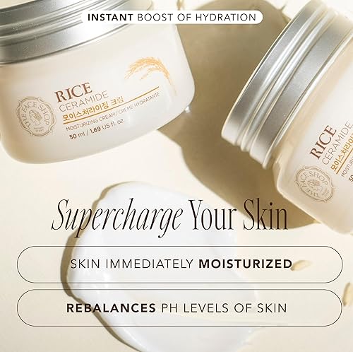 LG HOUSEHOLD&HEALTHCARE Rice Ceramide Moisturizing Cream - Hydrating & Brightening - Lightweight Korean Skin Care