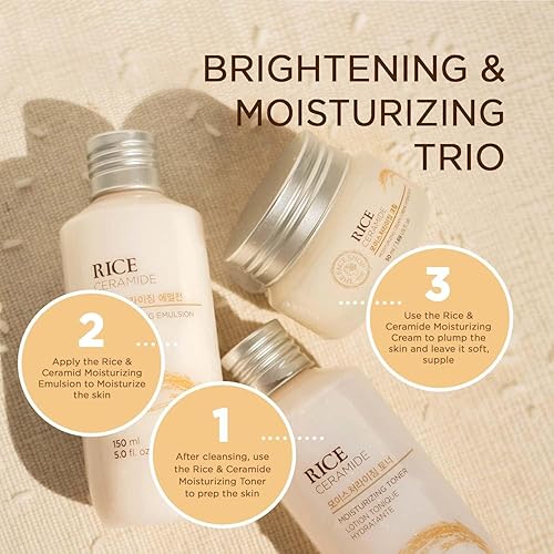LG HOUSEHOLD&HEALTHCARE Rice Ceramide Moisturizing Cream - Hydrating & Brightening - Lightweight Korean Skin Care