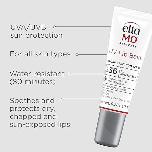 EltaMD UV Lip Balm Sunscreen - Moisturizing & Protecting Dry Lips, Water Resistant, Zinc Oxide