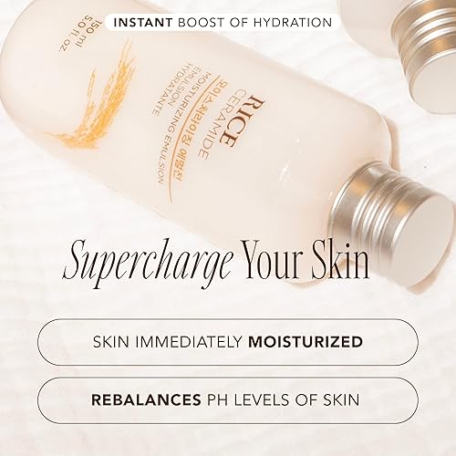 LG HOUSEHOLD&HEALTHCARE Rice Ceramide Moisturizing Emulsion - Lightweight Face Moisturizer - Brightening & Hydrating - Korean Skin Care