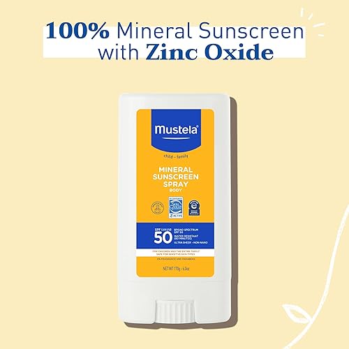 Mustela Baby Mineral Sunscreen Stick SPF 50 Broad Spectrum - Organic, Water-Resistant, Fragrance-Free - 0.6 oz