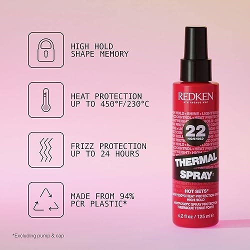 Redken Thermal Spray 22 High Hold - Heat Protectant for Curling & Flat Irons, Frizz Control & Heat Damage Protection