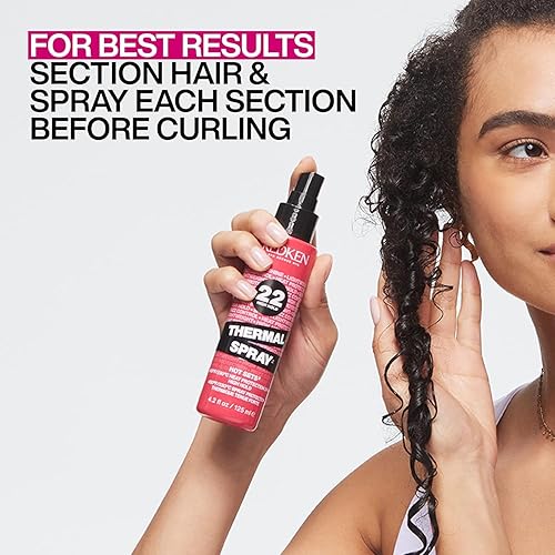 Redken Thermal Spray 22 High Hold - Heat Protectant for Curling & Flat Irons, Frizz Control & Heat Damage Protection