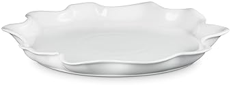 Le Creuset 14" White Stoneware Iris Collection Serving Platter