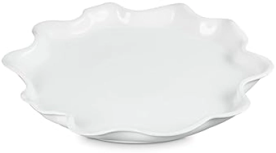 Le Creuset 14" White Stoneware Iris Collection Serving Platter