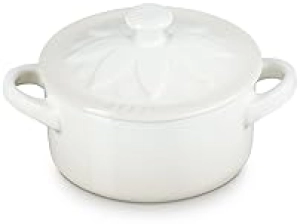 Le Creuset Mini Round Cocotte with Flower Lid, 8oz, Meringue - Stoneware