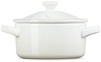 Le Creuset Mini Round Cocotte with Flower Lid, 8oz, Meringue - Stoneware