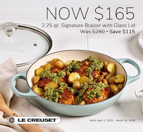 Le Creuset 2.25 qt. Signature Round Braiser with Glass Lid in Shallot