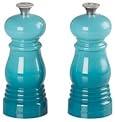 LE CREUSET PETITE SALT & PEPPER MILL SET, CARIBBEAN, 5" X 2" EACH - SMALL SIZE