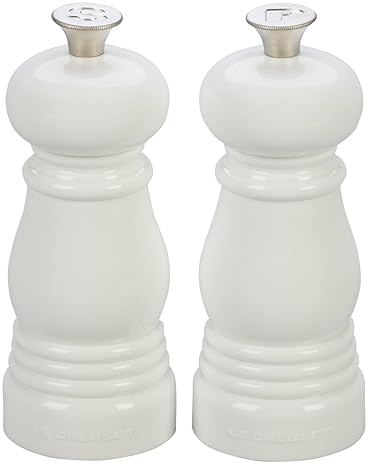 LE CREUSET PETITE WHITE SALT & PEPPER MILL SET, 5" X 2" - KITCHEN SEASONING DUO