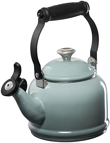 Le Creuset Demi Kettle Set with Metal Finishes & Stoneware Mugs, Sea Salt