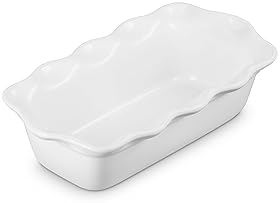 Le Creuset 9" White Stoneware Heritage Fluted Loaf Pan