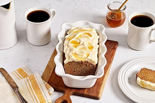 Le Creuset 9" White Stoneware Heritage Fluted Loaf Pan