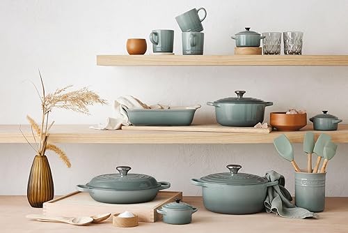 Le Creuset 5-Piece Silicone Craft Series Utensil Set with Stoneware Crock in Sea Salt