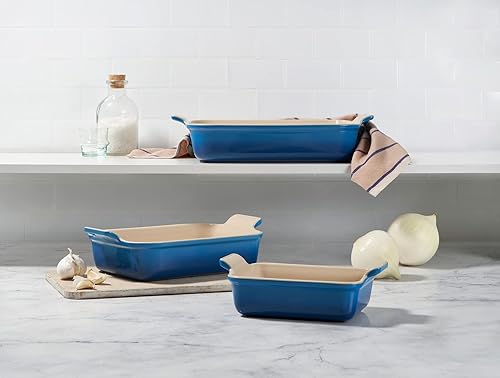 Le Creuset Stoneware Heritage 3-Piece Rectangular Dishes Set in Peche