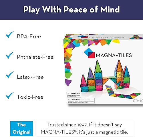 MAGNA-TILES Classic 100-Piece Magnetic Construction Set - Original Magnetic Building Brand