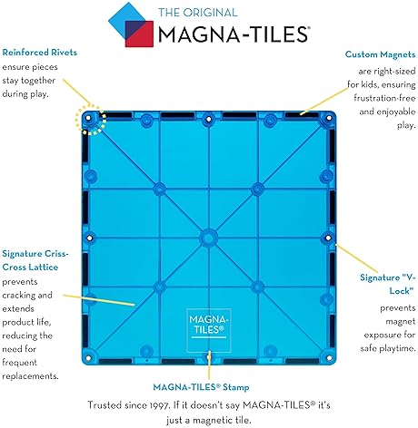 MAGNA-TILES Classic 100-Piece Magnetic Construction Set - Original Magnetic Building Brand