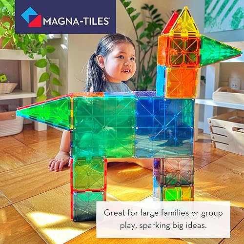 MAGNA-TILES Classic 100-Piece Magnetic Construction Set - Original Magnetic Building Brand