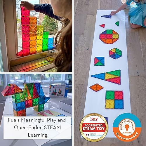 MAGNA-TILES Classic 100-Piece Magnetic Construction Set - Original Magnetic Building Brand