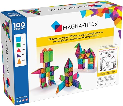 MAGNA-TILES Classic 100-Piece Magnetic Construction Set - Original Magnetic Building Brand