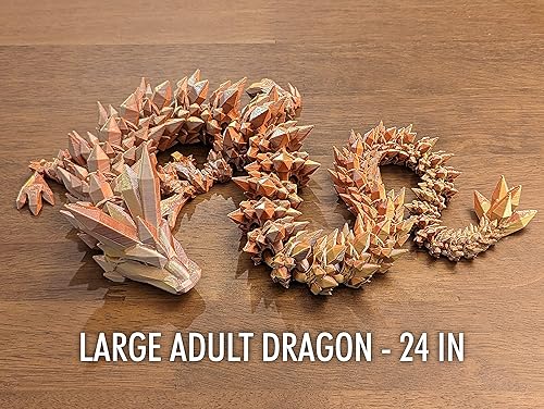 SUBPOLY 12" RAINBOW CRYSTAL DRAGON FIGURE - MULTI COLOR 3D PRINTED - INTERLOCKED BODY SEGMENTS