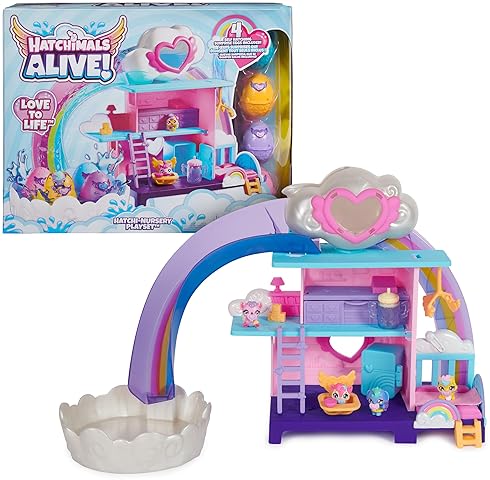 Spin Master Hatchimals Alive Hatchi-Nursery Playset Toy | Self-Hatching Eggs, 4 Mini Figures, 13 Accessories | Kids Toys Ages 3+