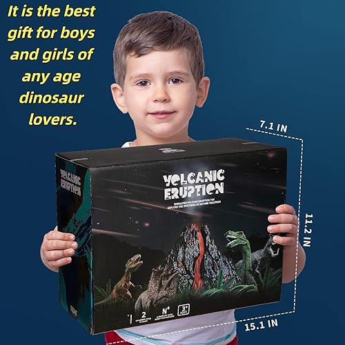 TOYSXYIN TOYS LARGE VOLCANO PLAY SET WITH 9 DINOSAUR FIGURES, ERUPTIONS & SOUNDS - PERFECT GIFT FOR KIDS 2-10