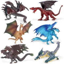 EOIVSH DRAGON TOYS FOR KIDS - SET OF 6, 5" ANCIENT FLYING DRAGON FIGURINES - MYTHICAL TOY FIGURES & PLAYSET FOR BOYS & GIRLS, AGES 3-7