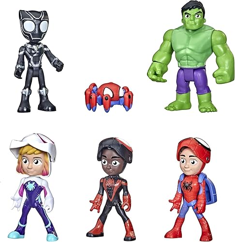 MARVEL SPIDEY & FRIENDS MULTIPACK WITH MASK-FLIP FEATURE, 4" ACTION FIGURES, AGES 3+ (AMAZON EXCLUSIVE)