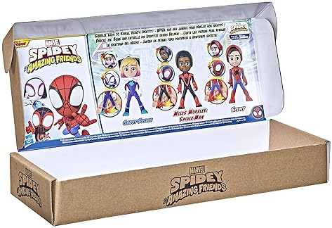 MARVEL SPIDEY & FRIENDS MULTIPACK WITH MASK-FLIP FEATURE, 4" ACTION FIGURES, AGES 3+ (AMAZON EXCLUSIVE)