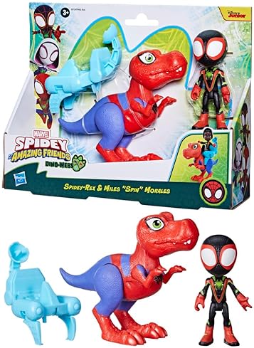 Marvel Dino-Webs Spidey-Rex & Miles Morales 4" Spider-Man Action Figure Set