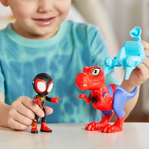 Marvel Dino-Webs Spidey-Rex & Miles Morales 4" Spider-Man Action Figure Set