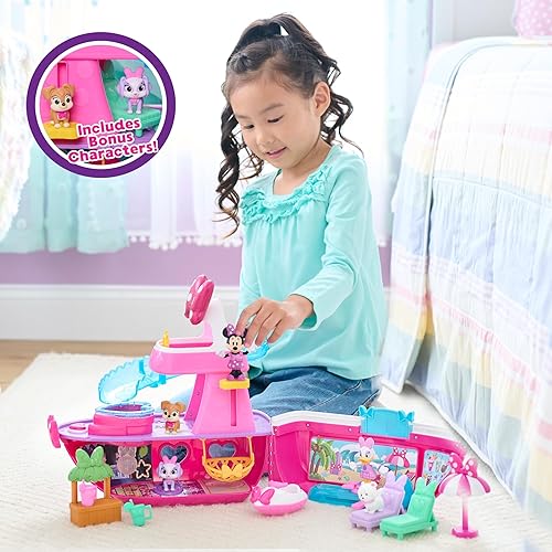 Disney Junior Minnie Mouse Bowdazzling Yacht Playset with Lights & Sounds - 16-Piece Set for Kids 3+