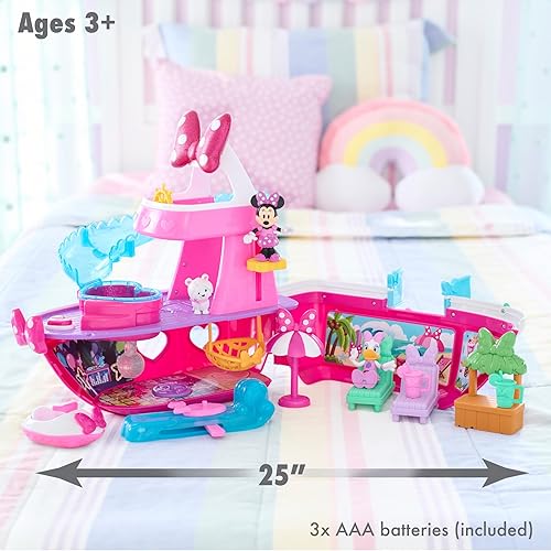 Disney Junior Minnie Mouse Bowdazzling Yacht Playset with Lights & Sounds - 16-Piece Set for Kids 3+