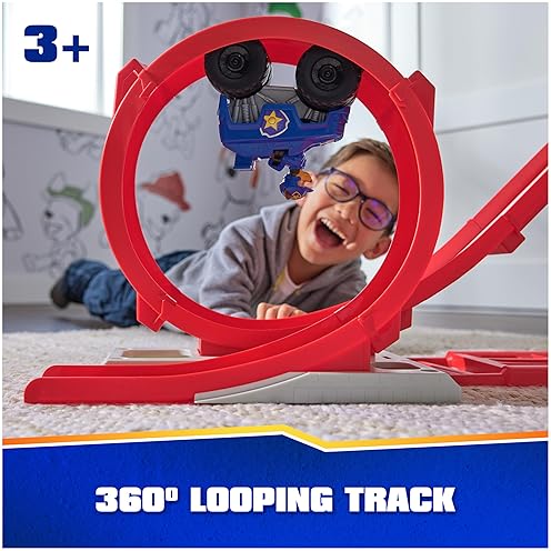 Spin Master PAW Patrol Rescue Wheels Super Loop Tower HQ with Light, Sound, Vehicle Launcher, Chase Action Figure & Toy Truck - Fun Kids Toys for Ages 3+